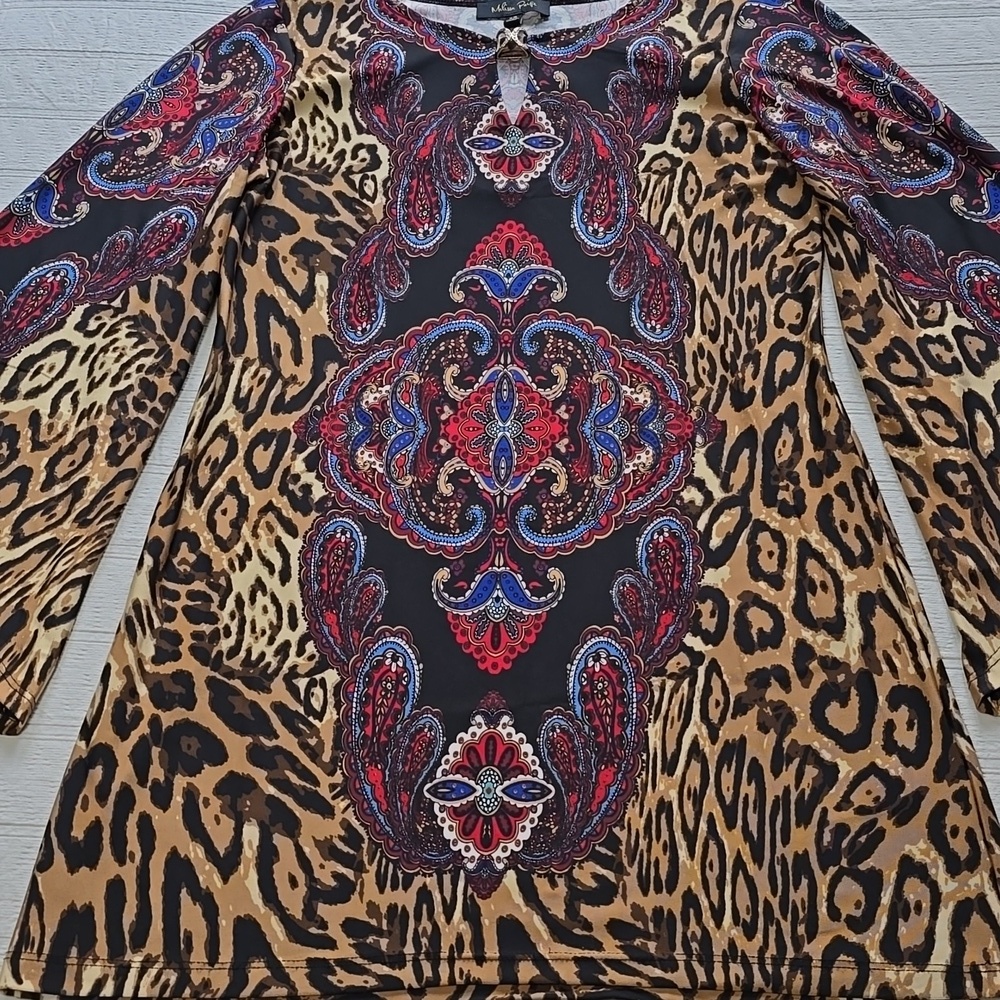 Melissa Paige Paisley & Cheetah Pullover Tunic Size XS